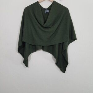 ALASHAN CASHMERE Draped Dress Topper Poncho Sweater Green